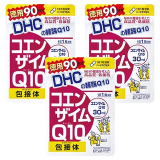 DHC 輔酶Q10膠囊食品,90日分,含維生素C,增強體力,促進代謝, 90顆, 209mg, 3包