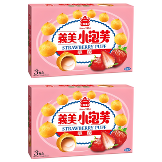義美 小泡芙 草莓 3包, 171g, 2盒