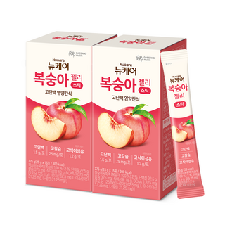 뉴케어 복숭아 젤리 스틱 고단백 영양간식 15포 2박스, 2개