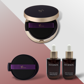 이자녹스 테르비나 어드밴스드 에센스 쿠션 15g + 리필 15g + 루즈 파우터 7g 세트, 21호, 1세트 이자녹스쿠션 10 이자녹스 셀리뉴 컨실링쿠션 본품 2개+리필 2개+시카 콜라겐 리프팅 앰플 ISA KNOX, 1개, 21호 본품 2개+리필 2개+앰플 1개