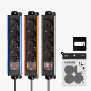 4000w 고용량 알루미늄 멀티탭 라운드 디자인 책상 고정 안전 멀티 콘센트 과부하차단 4구 1.5m 3m 파워탭, 1.5m 브릭 오렌지, 1개