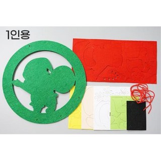 창의미술 펠트소품 산타인형 리스 만들기 4인/ 미술용품 캠핑가랜드만들기 꾸미기키트, 1개