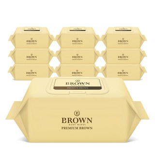 브라운물티슈 프리미엄 브라운 아기 물티슈 70매 캡형 10팩, 80g, 10개