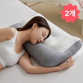 슬립포어 1+1 목편한 일자목 경추 수면 베개, 화이트, 1개