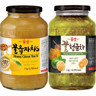 꽃샘 꿀유자차s + 청귤차, 1세트, 2개입, 1kg