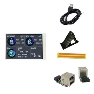 HDD 컴퓨터 라인 보조 USB 5.0 GPU RAM 디스플레이 홀더 데이터 화면 IPS 3.5 CPU 모니터 AIDA64 인치 TYPE-C, W 3.5INCH 9P TO USB, 1개