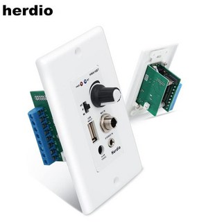 Herdio 블루투스 벽 앰프 4 채널 음량 조절 커버 USB/MIC/AUX 3.5mm 입력 스피커 연결 12V 3A, 04 UK Plug, 1개
