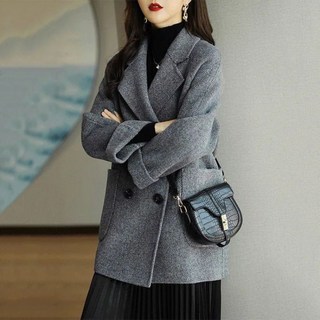 여성용 출근룩 카라넥 모직 하프코트