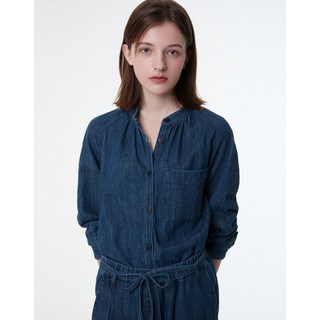 24SS 네이비 포켓 배색 데님 블라우스 VLBL4B203N2