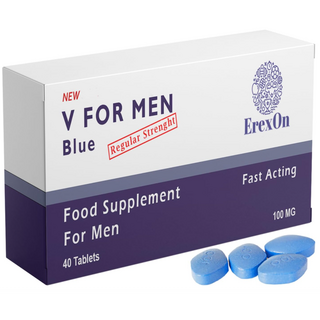 PSEnterprises <영국> VforMen Blue 100mg 남성용 빠른 효과 발기 건강 성능 향상 지원 부스터 보충제, 40정, 1개