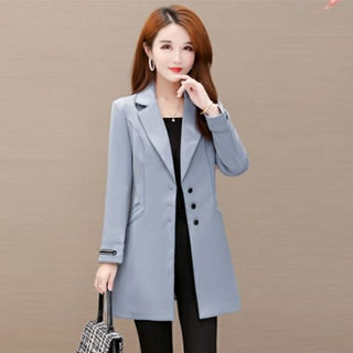 besteffie 트렌치코트 여성용 가을 봄 정장 스타일 슬림핏 울 혼방 코트 세련된 블레이저 자켓 E28