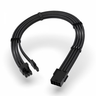 EZDIY-FAB EZDIY-FAB PCIE 6+2 연장 슬리빙 케이블 (0.3m 블랙), 블랙, 1개