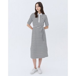 헤지스레이디스 헤지스 여성 WSDR4B301BK 가격인하BEST스테디셀러블랙 스트랩 면혼방 반팔 카라 롱 원피 690624