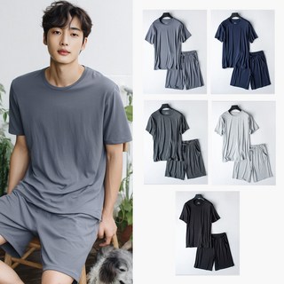 스토리원 JG-SSEW004 남성 모달 잠옷 시원한 봄여름가을 반팔 반바지 세트