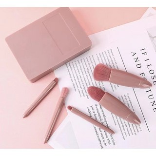 브러시 5지 거울 부착 여행 세트 연모 파우더 브러쉬 아이섀도우 브러쉬, 1개, 베이비핑크