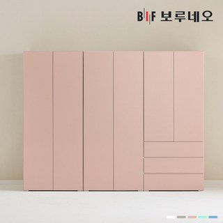 보루네오 비컴 2400 W세트 장롱 장농 이불장 안방 작은방 원룸 8자, 핑크 BC113