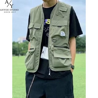ANYOU 조끼 슬림 핏 야상 멀티 포켓 방수 캐주얼 낚시 촬영 조끼 작업복