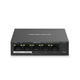 머큐시스 MS105GP 5포트 풀기가비트 데스크탑 스위치 허브 PoE+ 65W, 단품, 1개
