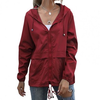 방수 여성용 패션레인코트 비옷 분리형 후드 경량 야외 재킷