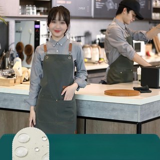 글로리존 캔버스 앞치마 방수 미용 카페앞치마, 1개, 카키
