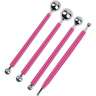 4x퐁당 케이크 장식 클레이 플라워 슈가크래프트 볼 모델 DIY 도구 8사이즈 그린, Pink, 1개