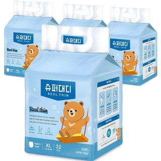 슈퍼대디 리얼씬 팬티형 기저귀 남여공용, 특대형(XL), 88매