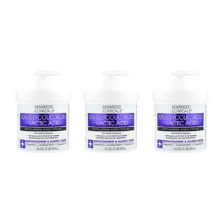 Advanced Clinicals 글리코산 젖산 각질 크림 454g x 3ea 바디 케어 안티에이징 보습, 3개