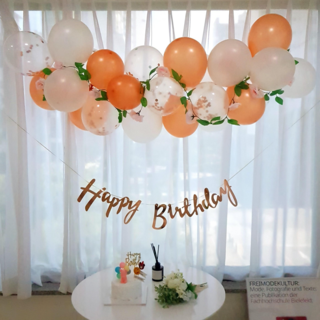 프렌치로즈 플라워 구름풍선 생일파티용품 클라우드 생일 생신 풀세트, 피치로즈골드, 1세트
