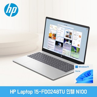 HP 15인치 인텔 N100 윈도우포함 가성비 노트북, 15-FD0248TU, WIN11 S, 16GB, 256GB, 실버