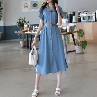 시폰 벨트 셔츠형 원피스