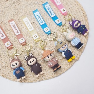 라부부 피규어 스트랩 키링 6종, 그레이, 1개
