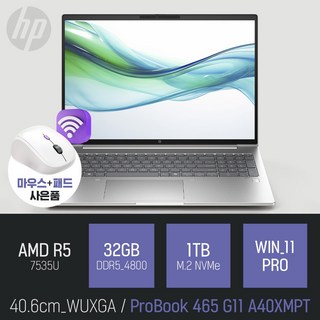 HP 프로북 465 G11 A40XMPT [사은품 증정], WIN11 Pro, 32GB, 1TB, 실버