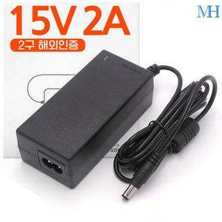 명호전자 15V2A 아답터 2구 해외 인증용 (SW40-15002000-W) DC 15V 2A 어댑터, 단품-아답터만, 1개