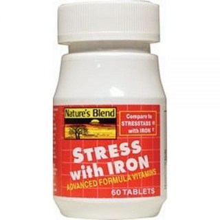 Nature's Blend 스트레스 어드밴스드 포뮬라 비타민은 철분이 함유된 STRESSTABS와 비교 (2팩), 2개, 60정