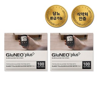 오상헬스케어 글루네오 플러스 혈당시험지, 2개, 100개입