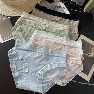 BIKASU 여성 심리스 팬티 부드러운 노라인 레이스 팬티 7종세트
