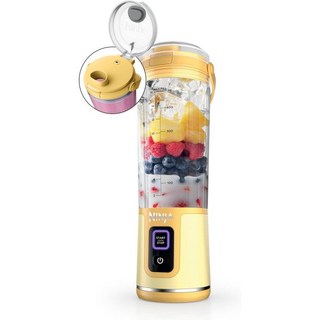 닌자 블라스트 휴대용 블렌더 코드리스 18oz. 용기 쉐이크&스무디용 퍼스널 BPA 프리 누수 방지 뚜껑&십 스파우트 USBC 충전식 식기세척기 안전 부품 레몬 머랭 BC151LB, Lemon Meringue, 1개
