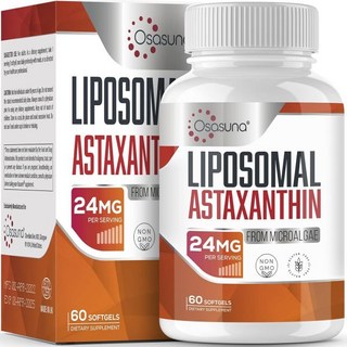 오사수나 아스타잔틴 24MG 최대 흡수 위한 리포솜 강력한 눈 스킨 건강 소프트겔 60개 2개월 공급, 60 카운트(1개 팩), 1개, 60정