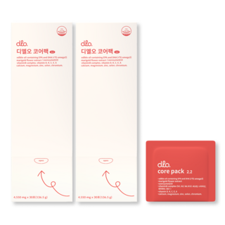 디엘오 코어팩 21종 한포 올인원 종합 비타민 영양제 오메가3 루테인 코큐텐 칼슘 마그네슘 비타민B K A D E C 엽산 비오틴 아연 셀렌 크롬 등, 30회분, 2박스