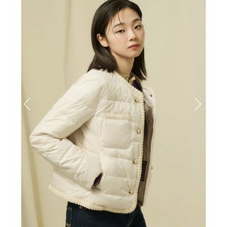 빈폴레이디스 [빈폴레이디스] 트리밍 배색 쇼트 칸 다운 재킷 아이보리 (BF5138C010) 633305, S