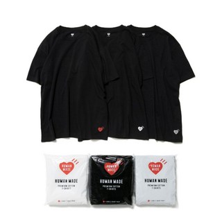 휴먼메이드 반팔 무지티셔츠 3팩 세트 남여공용 로고