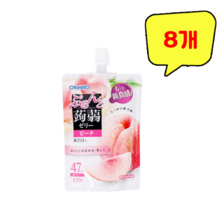 오리히로 푸룬토 곤약젤리 복숭아맛, 130g, 8개