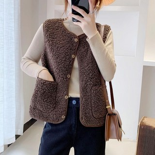 여성용 따뜻한 양털 조끼 최고의 푹신한 겨울 스타일 1+1