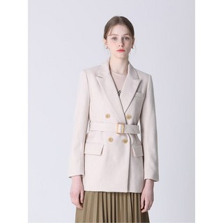 르오트 더블 브레스트 울 블렌디드 체크 재킷