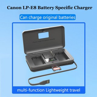 LVXUAN LP-E8 배터리 디지털 충전기 카드 판독 기능 호환 캐논 LC-E8C LC-E8EEOS Rebel T2iT3iT4i T5i550D 카메라용, [01] A charger-NO 배터리, 1개