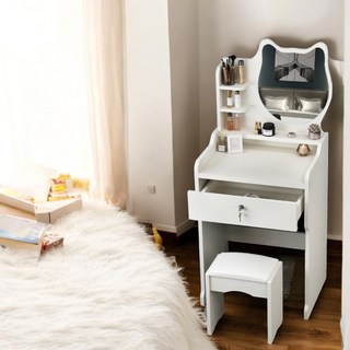 까이엔 화장대 미니 공주 주니어 소형 모던 수납, 퓨어화이트50