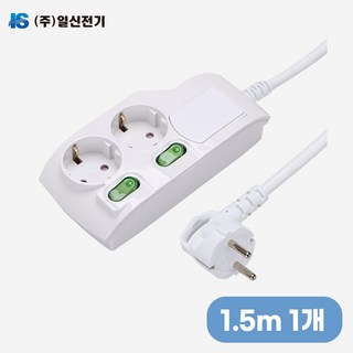 파워존 1.5m 개별스위치 화이트 멀티탭 2구, 1개