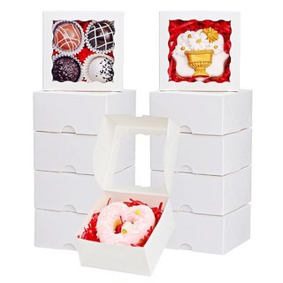 SLShePack 미니 번트 케이크 파이 시나몬 롤 간식용 베이커리 박스 40팩 10.2 x 10.2 x 5.1cm(4 x 4 x 2인치) 쿠키 박스 초콜릿 트러플 박스, SLShePack 미니 번트, 케이크, 파이, 시나몬