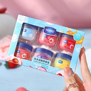 립 글로스 바셀린 과일 시리즈 립밤 세트 보습 비 점착성 갈라짐 방지 마스크 입술 관리용 4 개 6, [02] 6Pcs, 1개