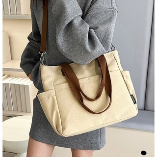 [hanaro] 가방 다용도 캐주얼 패션 데일리 캔버스 백 숄더 토트 크로스 심플 컬러 에코 학원 학생 가방